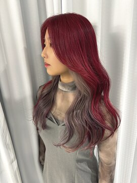 ハピネス 梅田茶屋町店(HAPPINESS) 韓国カラー　インナーダブルカラー　レッド　シルバー