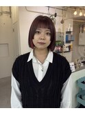 ボブオン眉ショートデザインカラーアンブレラカラー姫カット