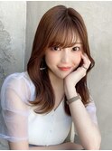 シャギーレイヤーロング韓国ワンホンヘアシースルーぱっつん前髪
