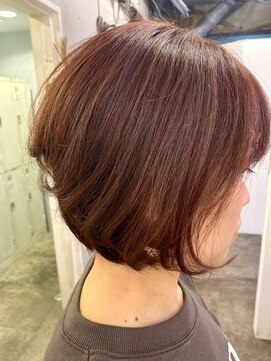 ロア ヘアーコーディネート 四条烏丸店(LoRE hair coordinate) LoRE☆ピンクオレンジ×ショートボブスタイル