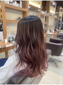 【サロンスタイル】ピンクアッシュバレイヤージュ