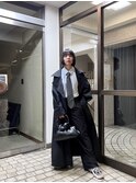 黒髪前髪ボブと縮毛矯正