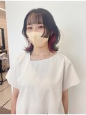 ウルフボブ/インナーカラー/レッド