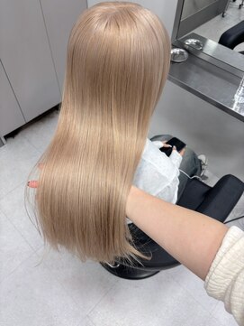 ベレーザシェルト(Beleza scelto) 11446ミルクティーベージュ韓国風巻きホワイトブロンドロング