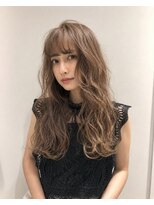 ミストプラス(MIST+) 大人女性コテ巻きロング/レイヤーカット/ベージュカラー