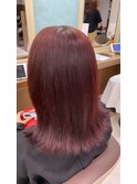 ブリーチなしWカラーでレッドブラウン