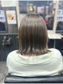 上品透明感オリーブカラー立体感ハイライト外ハネボブ20代30代