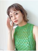 パールベージュ×レイヤーボブ