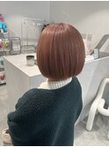 ボブ/ブリーチカラー/ピンクベージュ