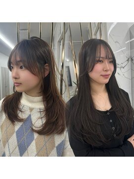 メゾン(Maison) 神戸　三宮　韓国レイヤーカット顔周りカット　ヘーゼルベージュ