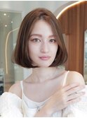 チョコグレージュ/20代30代大人かわいい/ミディアムレイヤー