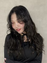 ブリーチ/ダブルカラー neul by kiitos レイヤーカット/ボブ/ケアブリーチ【ノイル】&nbsp;透明感ブラック×パーマ風セット