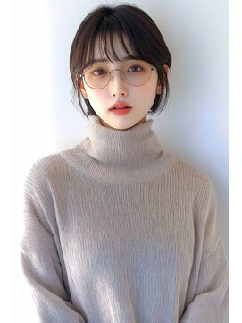 クシュ 所沢西口プロぺ通り(kusyu... ) ミディアムレイヤーカット大人ガーリーダークアッシュ韓国巻き