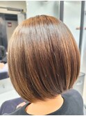 サラサラ大人ボブ/30代40代50代/白髪ぼかし/オリーブベージュ