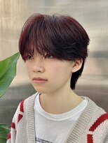 アクション セカンド 心斎橋(ACTION second)&nbsp;シースルーマッシュ　ワインレッド　ニュアンスパーマ