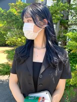 ラパンセ ブルー(LA PENSEE BLEU)&nbsp;【LA PENSEE】くすみブルー ブラック フェザーバング