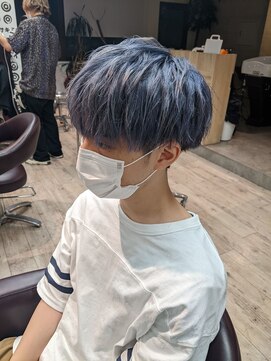 コワファーストナガサキシャンプーボーイ(COIFF1RST NAGASAKI SHAMPOO BOY) バイオレットグレー×王道マッシュ