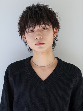 ガリカ 博多(Gallica) 【Gallica】爽やかメンズウルフマッシュ×黒髮くせ毛風パーマ