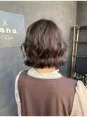 ゆるふわ外はねボブ/ボブパーマ/アースカラー/20代30代40代