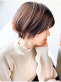 大人美人外ハネボブショコラアッシュ前髪小顔カットモテ髪