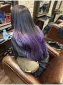 ロングを生かしたパープルグラデーションカラー/10代20代