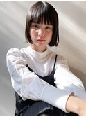 20代30代40代　ボブ　ミニボブ　前髪あり　暗髪　丸顔　面長