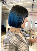 デザインカラーコントラストハイライト切りっぱなしボブ
