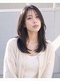 セミロング30代40代ストレートレイヤー前髪なし前髪あり池袋