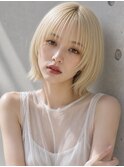 ハイトーン ブロンド ミニボブ レイヤー シースルーバング