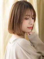 カバーヘア ブリス 北浦和(COVER HAIR bliss)&nbsp;シースルーバングミルクティーブロンド前下がりボブ20代30代324Z