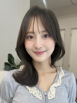 ポケット 渋谷(POCKET) ミディアムレイヤーくびれヘアぱっつん前髪 渋谷美容室