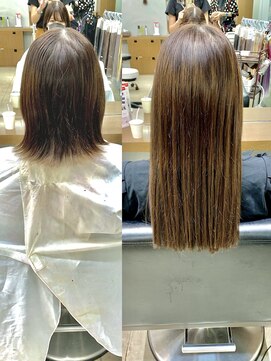 ディア(.eer) 切りっぱなしボブ→ロング×イヤリングカラー//シールエクステ80