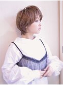 前髪長め大人小顔ショート30代40代50代　藤沢