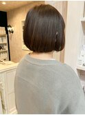 福山市美容室Caary人気ツヤっとカラーの内巻きボブスタイル