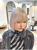 ホワイトブロンドホワイトベージュボブハイトーントリプルカラー