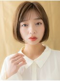 カーキベージュ小顔切りっぱなしぱっつんボブ315X川口20代30代