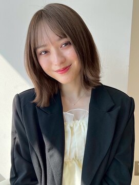 ユーフォリア 青山(Euphoria) ブリーチなし大人可愛いマロンブラウン似合わせ耳かけボブ