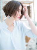 センターパートオリーブグレージュ小顔ボブh4上尾20代30代40代