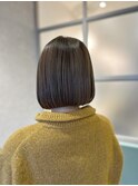 【下田健太】切りっぱなしボブ暗めカラーグレージュストレート