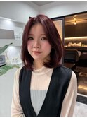 ミディアムレイヤー ボルドーブラウン髪質改善Period.松阪