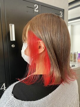 アドラ(ADLLA) ピンクブラウン × インナービビッドレッド