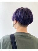 マッシュヘアパープルカラー