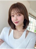 前下がりボブひし形レイヤーカットメルティカラー薄め前髪小顔