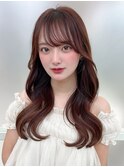 セミロング韓国ヘアレイヤーカットくびれヘアフェミニンロング