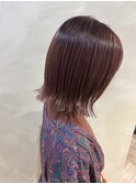 結べるボブ透明感ラベンダーピンク外ハネぱっつん渋谷mutsuki