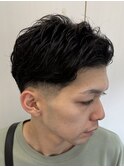 メンズバーバー爽やかアップバングツーブロショート 理容室