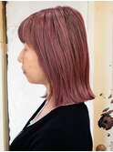 やさしい印象◎ピンク系白髪ぼかしハイライト