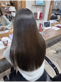オリーブブラウン　縮毛矯正　ブリーチ無し