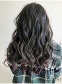 ダークグレージュ×ロングウェーブ_851L1425