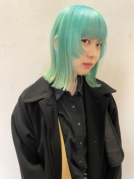 ソイ 下北沢(soi) 【emerald】姫カット/重めバング/エメラルドグリーン/水色カラー